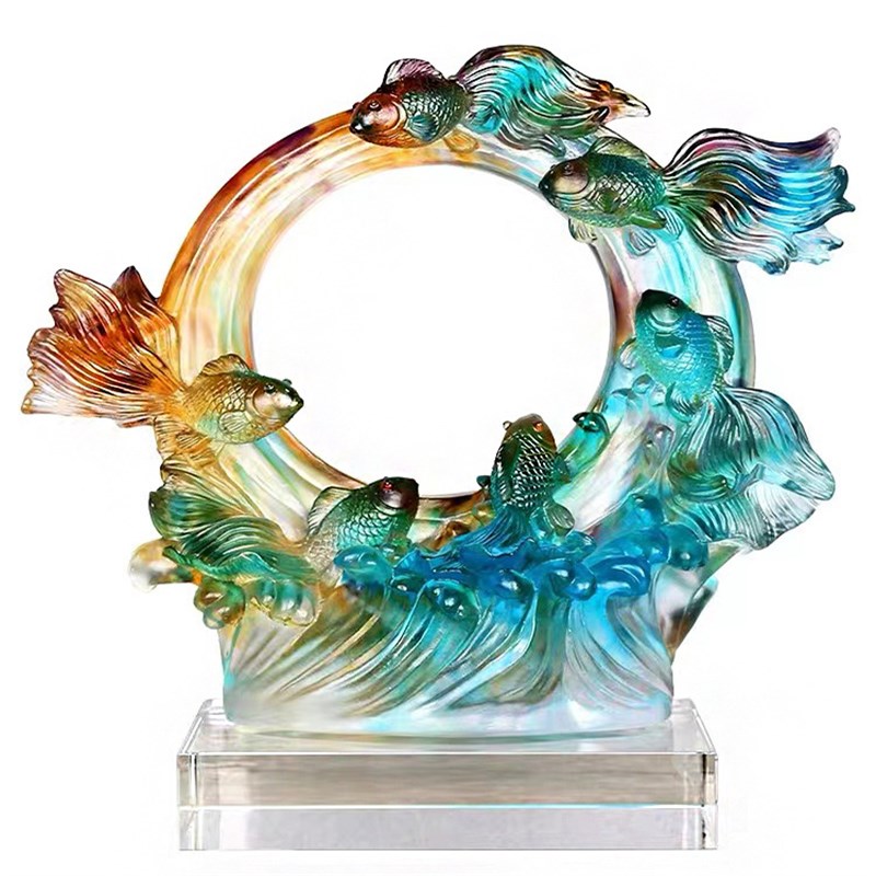 琉璃金玉满堂 年年有余鱼摆件招财鱼工艺品商R务企业年会颁奖礼品