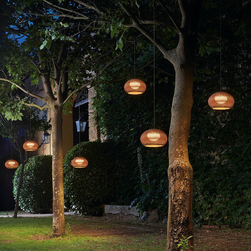 户外防水吊灯中式k庭院别墅花园凉亭农家乐餐厅景观灯民宿藤编灯