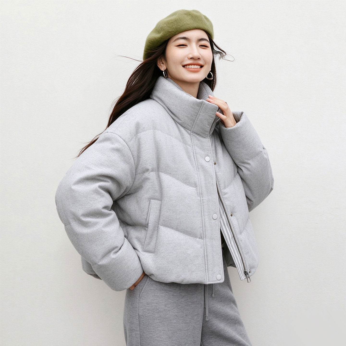 吉米赛欧女白鹅绒显瘦羽绒服