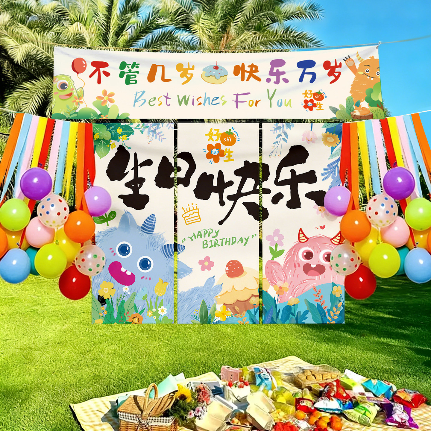 户外生日派对布置儿童露营道具