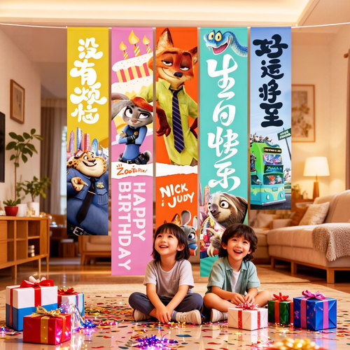 微笑城堡生日布置条幅挂布道具