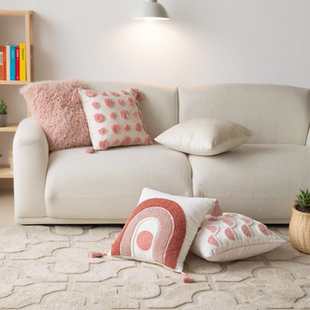 粉色刺绣小清新抱枕套不含芯客厅沙发抱枕轻奢高级感床头靠垫靠枕