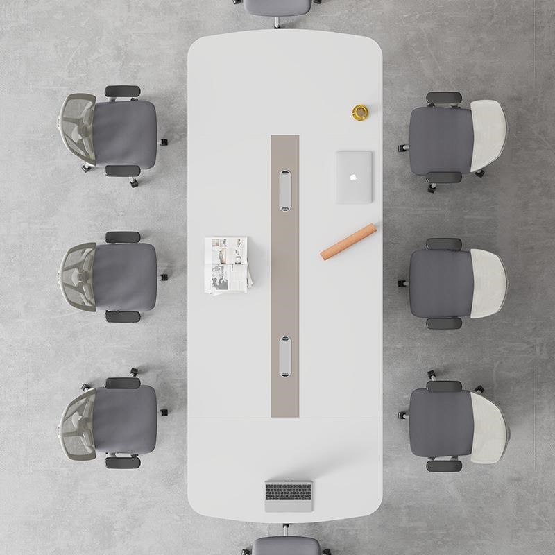 会议桌长桌简约现代白色6-10人会议室洽谈L桌办公室椭圆型桌椅组