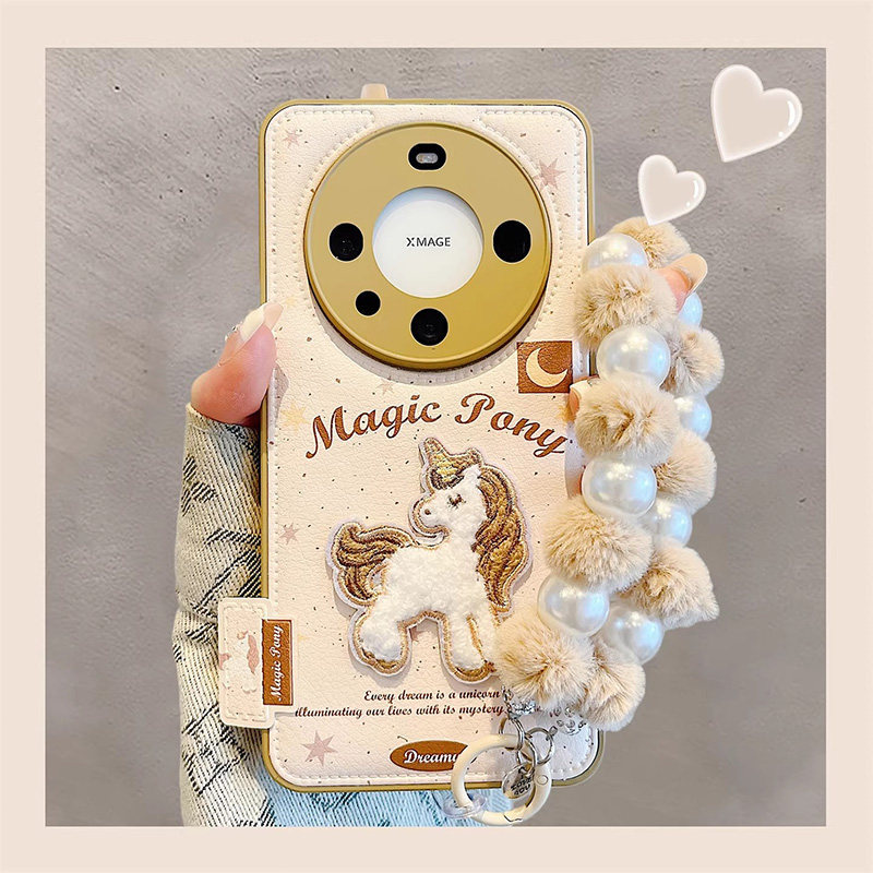 立体可爱小马适用OPPOA6Pro手机壳马年A5活力版小羊皮A3发财A2卡其色全包2026新款A97轻奢防摔本命年保护套