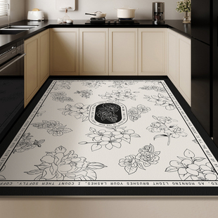 美式轻奢皮革大尺寸厨房专用地垫大面积全铺防滑脚垫满铺可擦免洗