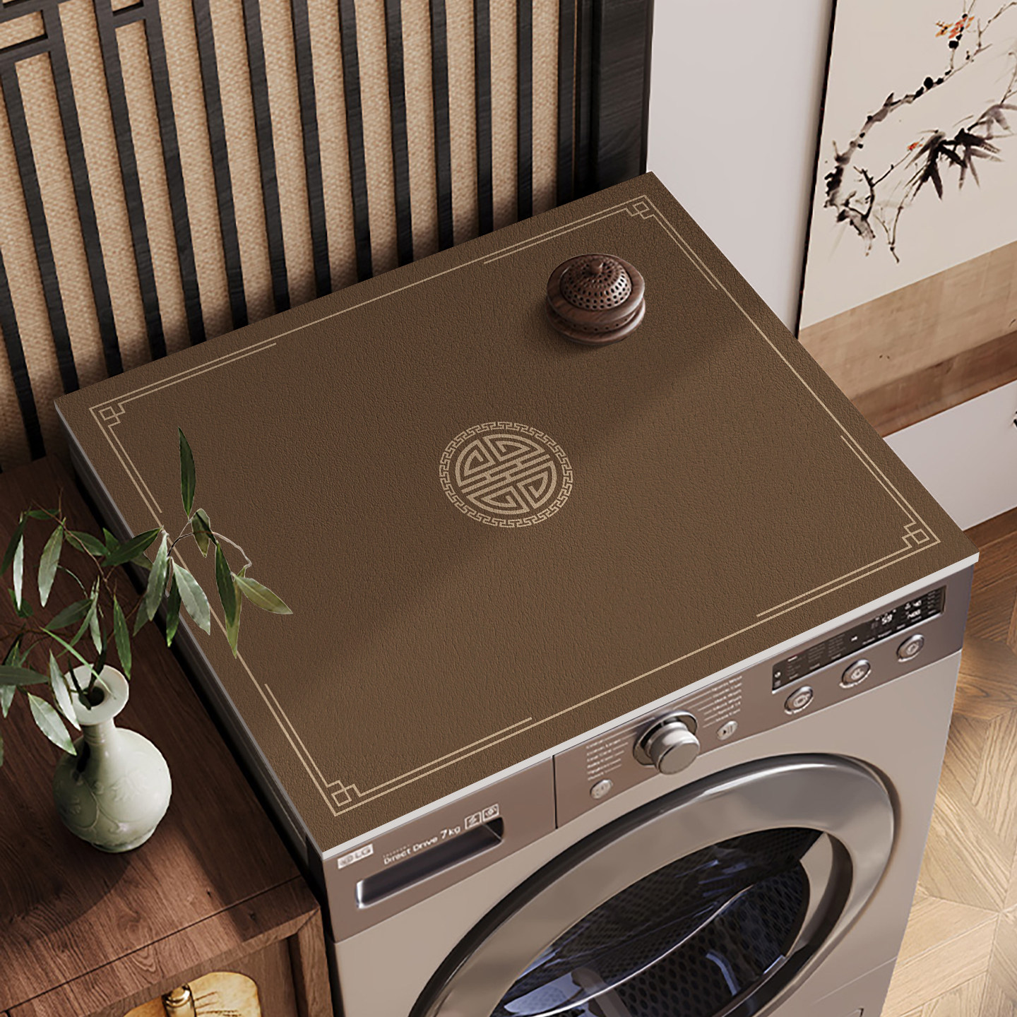 中式古典中国风滚筒洗衣机顶盖布垫硅藻泥吸水防潮防尘台面保护垫,居家布艺,万能盖巾,淘宝优惠券,粉丝福利购,淘宝优惠卷