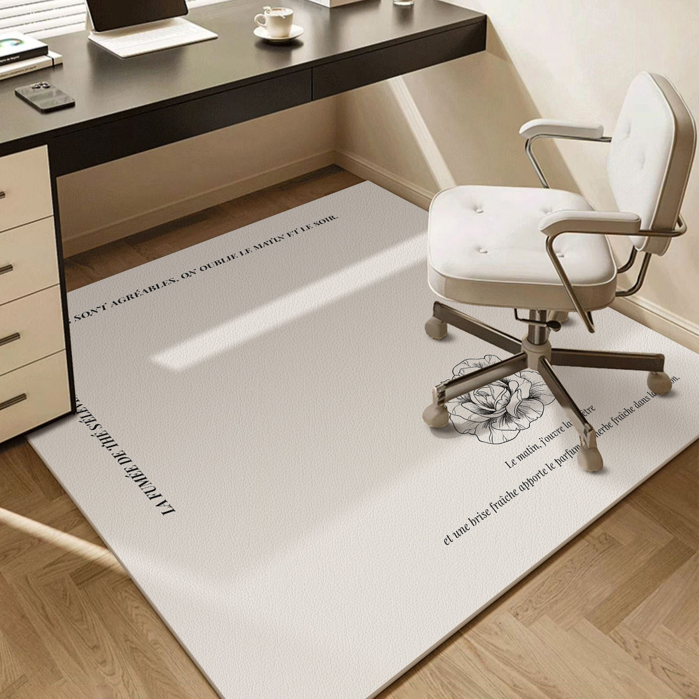 法式奶油风正方形转椅地垫