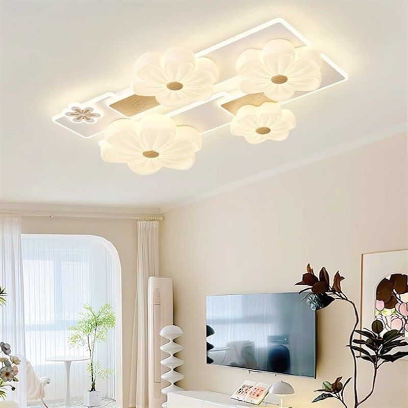 客厅吸顶灯现代简约奶油风创意花朵灯E温馨浪漫2023年全屋套餐灯
