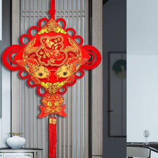 玄关装饰画大厅进门挂件客厅挂饰对福字新款中国结2025门入户大号