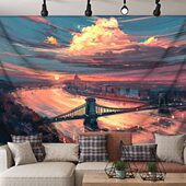 风卧室客厅现代背景布挂毯油画挂布床头搭配动漫风景大号壁画定制