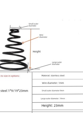 塔弹簧收集线直径0j.3-12mm弹簧钢/304不锈钢宝塔锥形塔式塔黄色