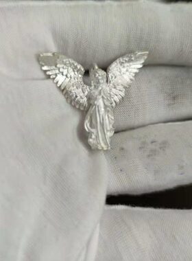 个性爱神丘比特天使项链的翅膀质天使潮流守护做旧材925银吊坠小