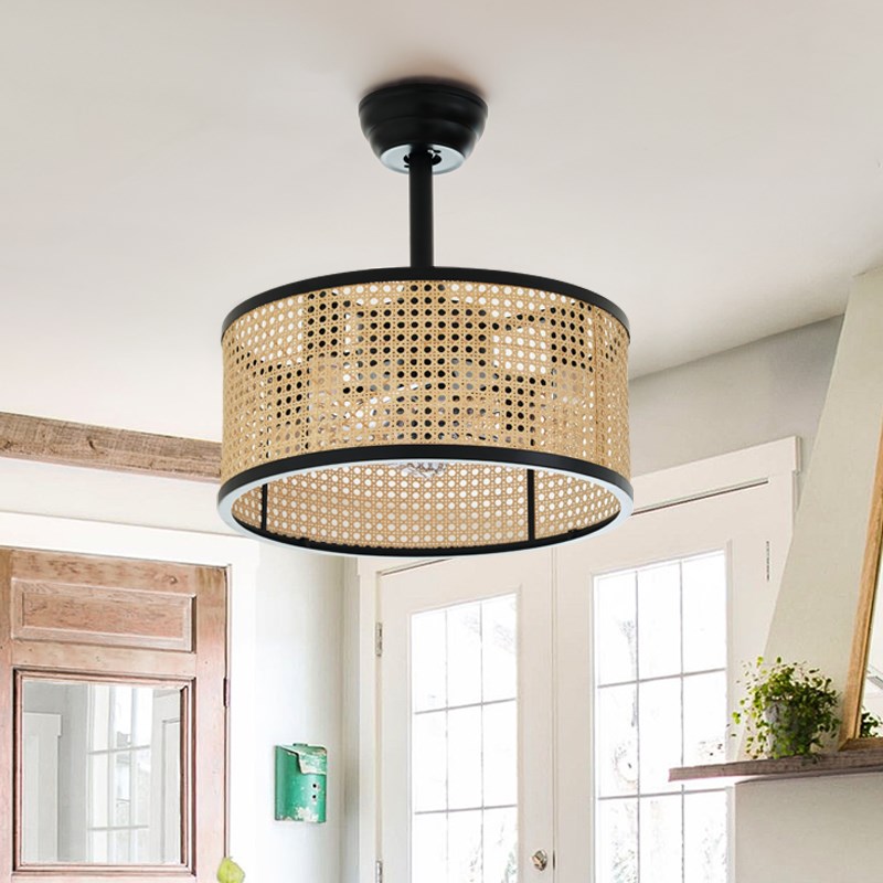 侘寂风中古美式复古风扇灯卧室客厅餐厅书房吸顶灯遥控变频静音