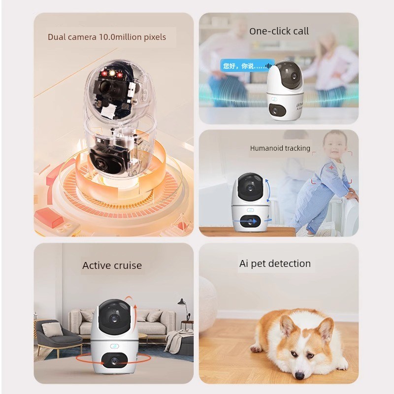 大华wifi双目1000万无线摄像头室内家用监控器手机远程全彩对讲