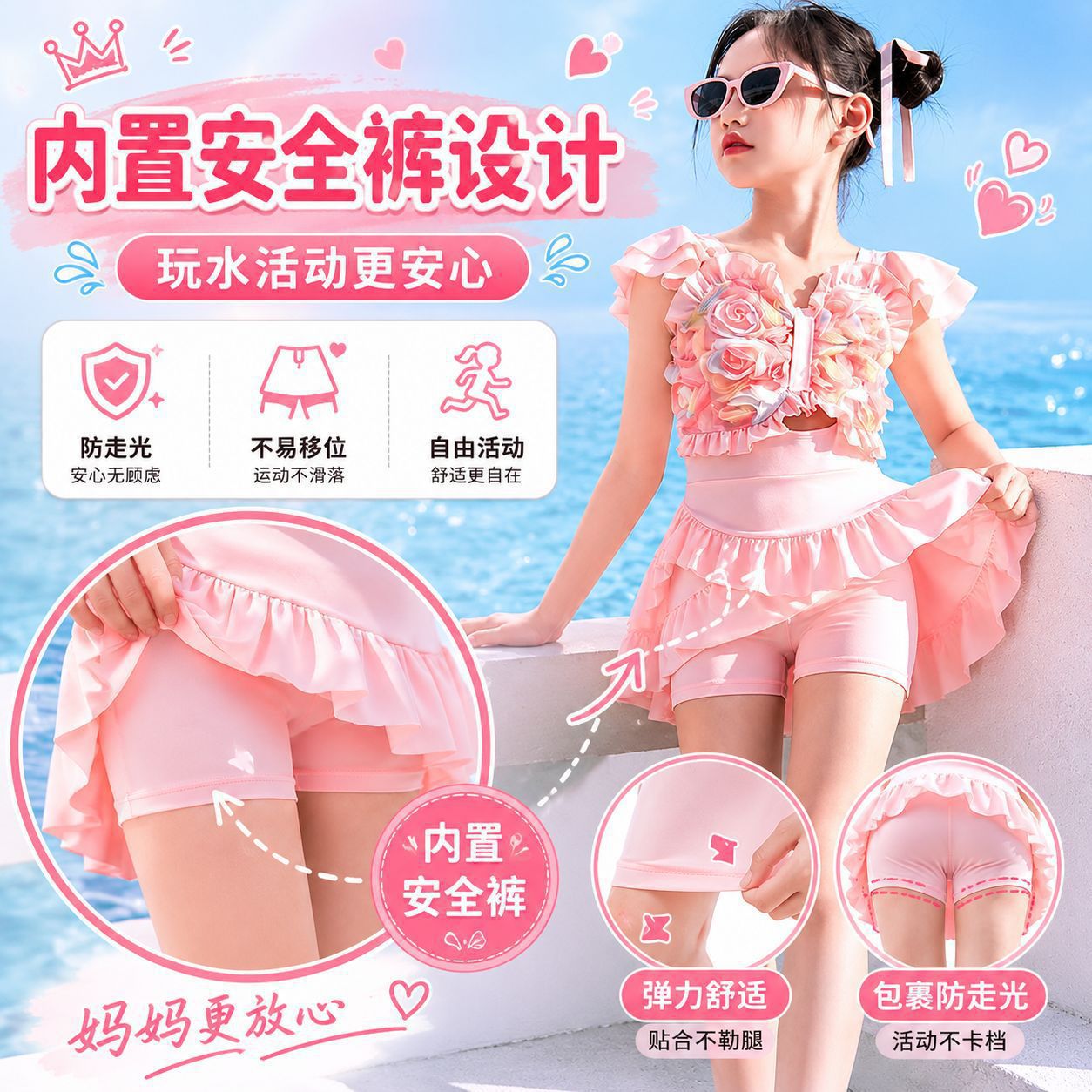 儿童泳衣女童连体裙装新款高颜值