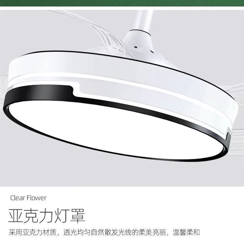 风扇灯变频遥控隐形风扇吊灯简约家用书房卧室客厅餐厅吊扇灯具