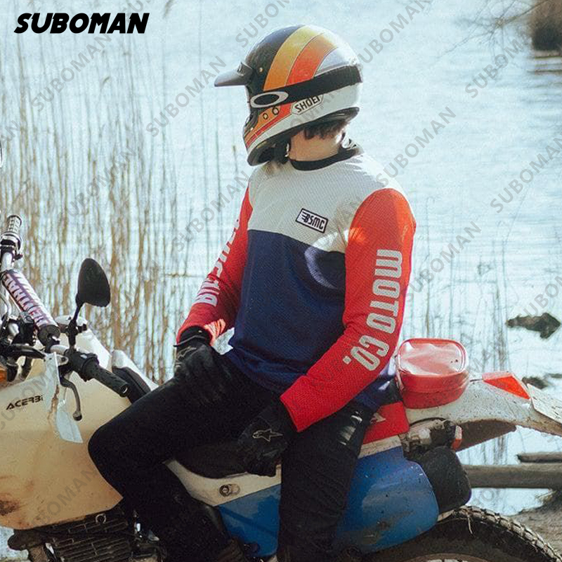 夏季新款摩托车骑行服男透气长袖越野服摩旅赛车速干衣T恤机车服