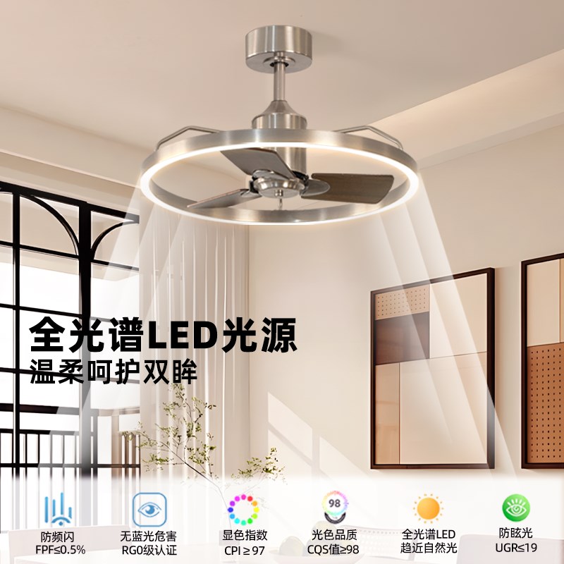 由里餐厅风扇灯吊扇灯卧室北欧简约复古灯包豪斯中古书房客厅吊灯