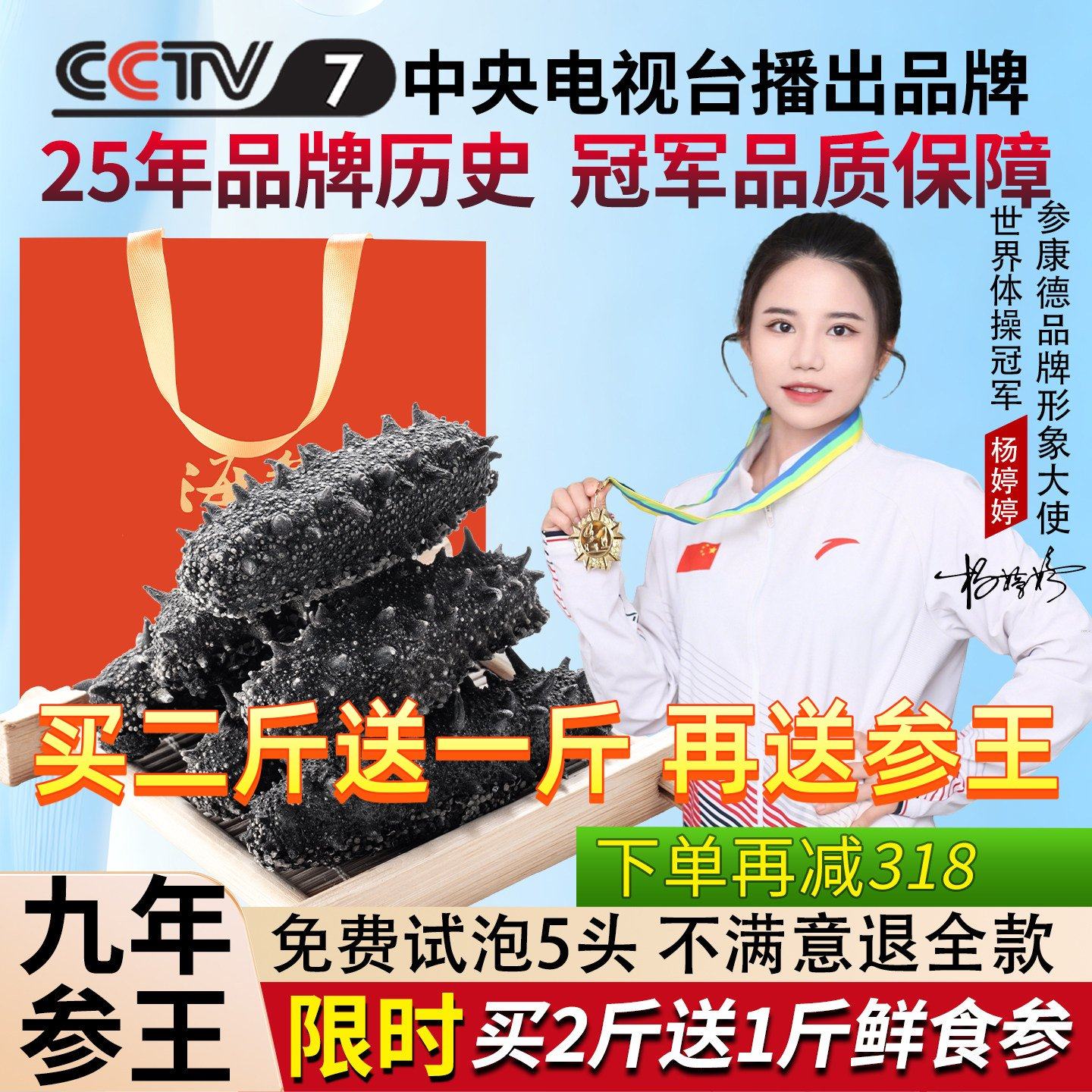 参康德大连野生淡干海参9年特价250g两份500g底播辽参干货旗舰店