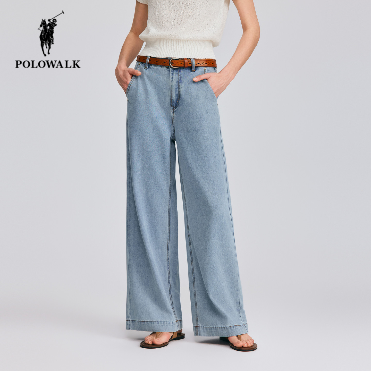 POLOWALK直筒牛仔裤女2026春夏新款保罗女装简约百搭通勤显瘦长裤