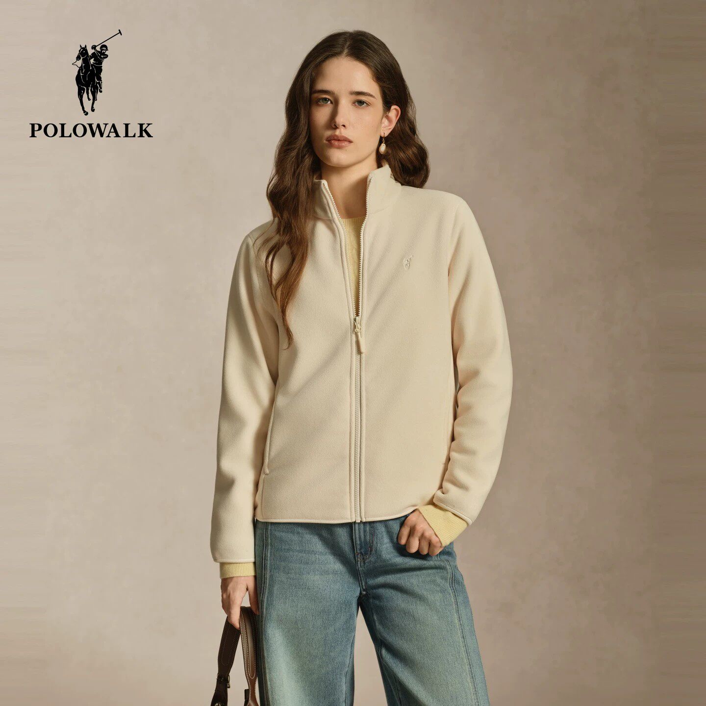 POLOWALK摇粒绒外套女2026秋季新款保罗女装时尚休闲立领抓绒上衣