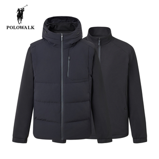 POLOWALK男士三合一羽绒服2025冬季新款保罗男装90鸭绒连帽两件套