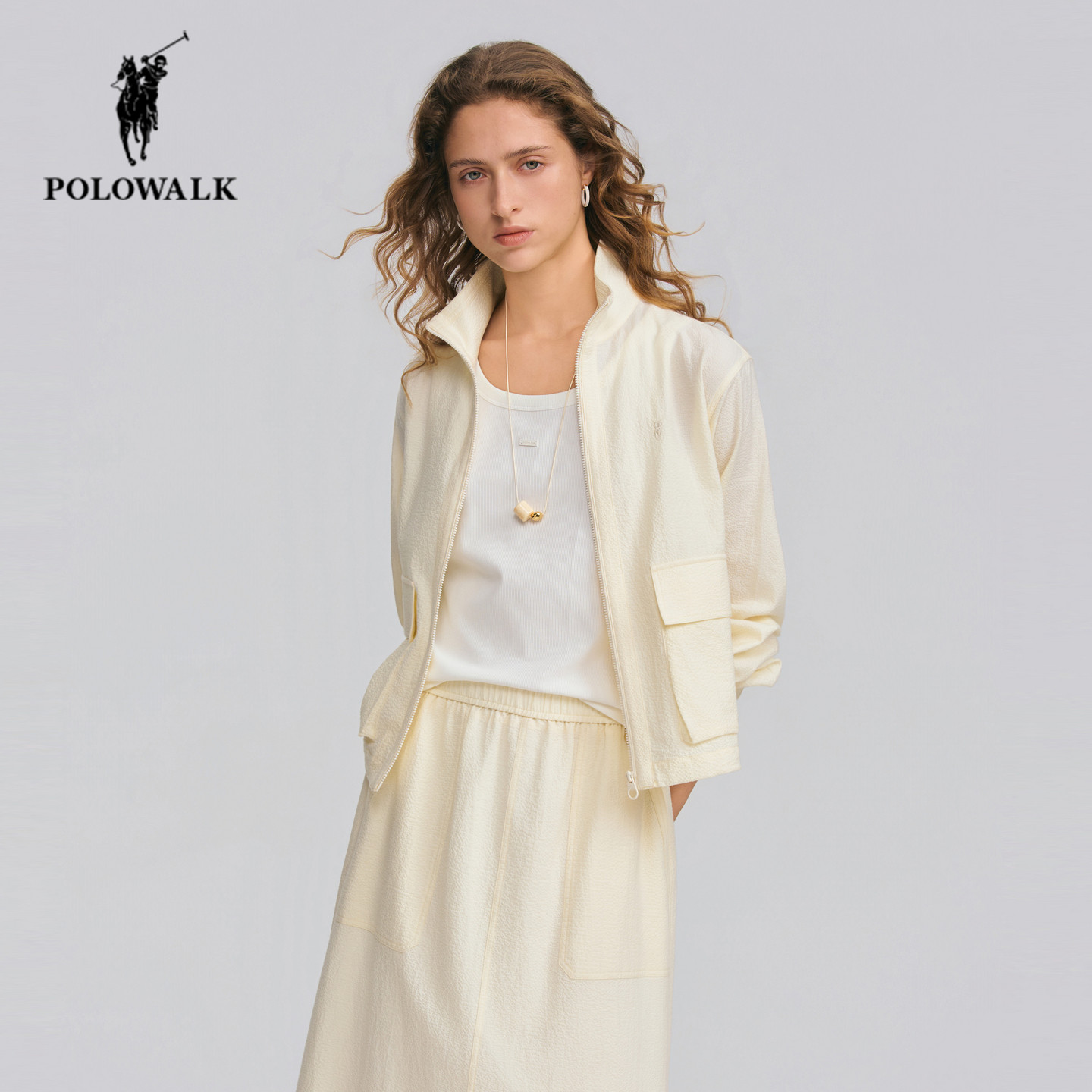 POLOWALK夏季新品立领工装外套女