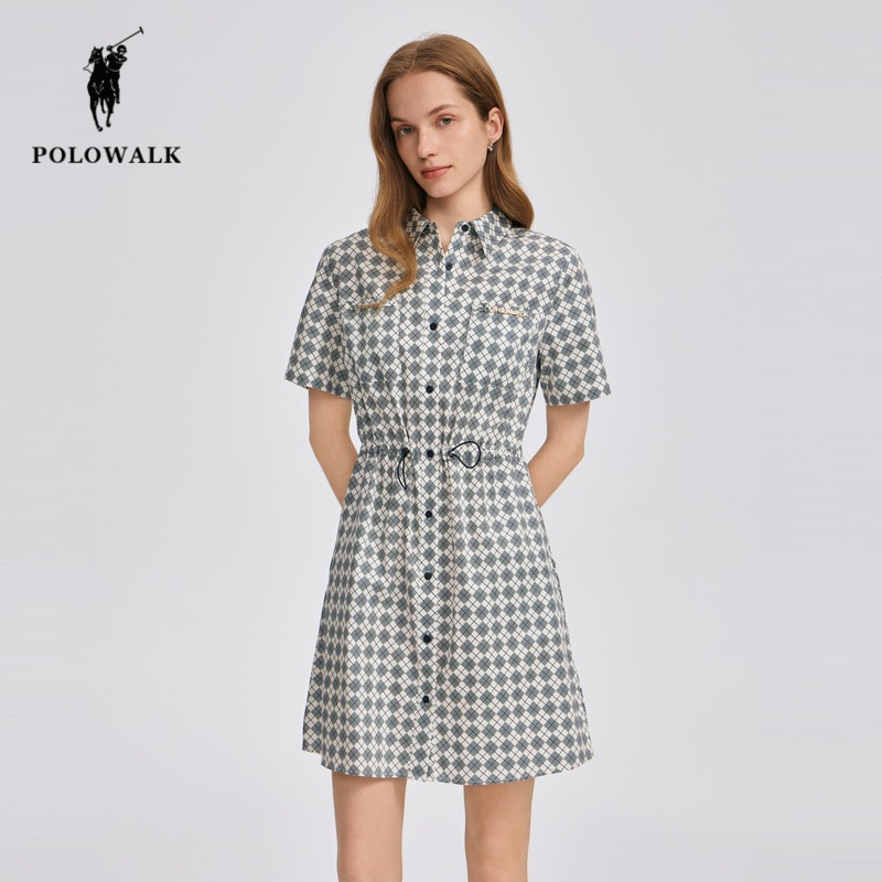POLOWALK夏季新品印花短袖连衣裙图片