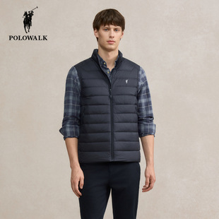 POLOWALK男士羽绒马甲2025冬季新款保罗男装时尚立领保暖无袖背心