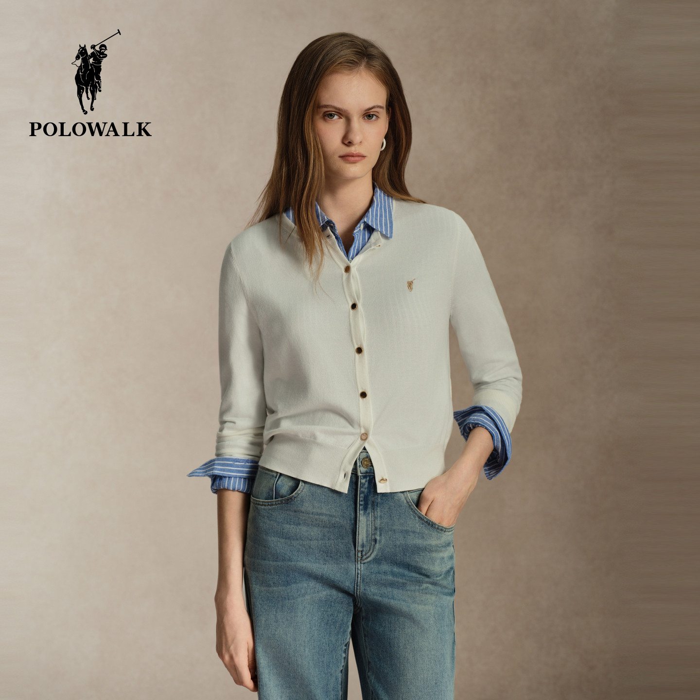 POLOWALK秋季新品圆领针织开衫女图片