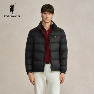 POLOWALK男士立领羽绒服2025冬季新款保罗男装休闲百搭面包服外套