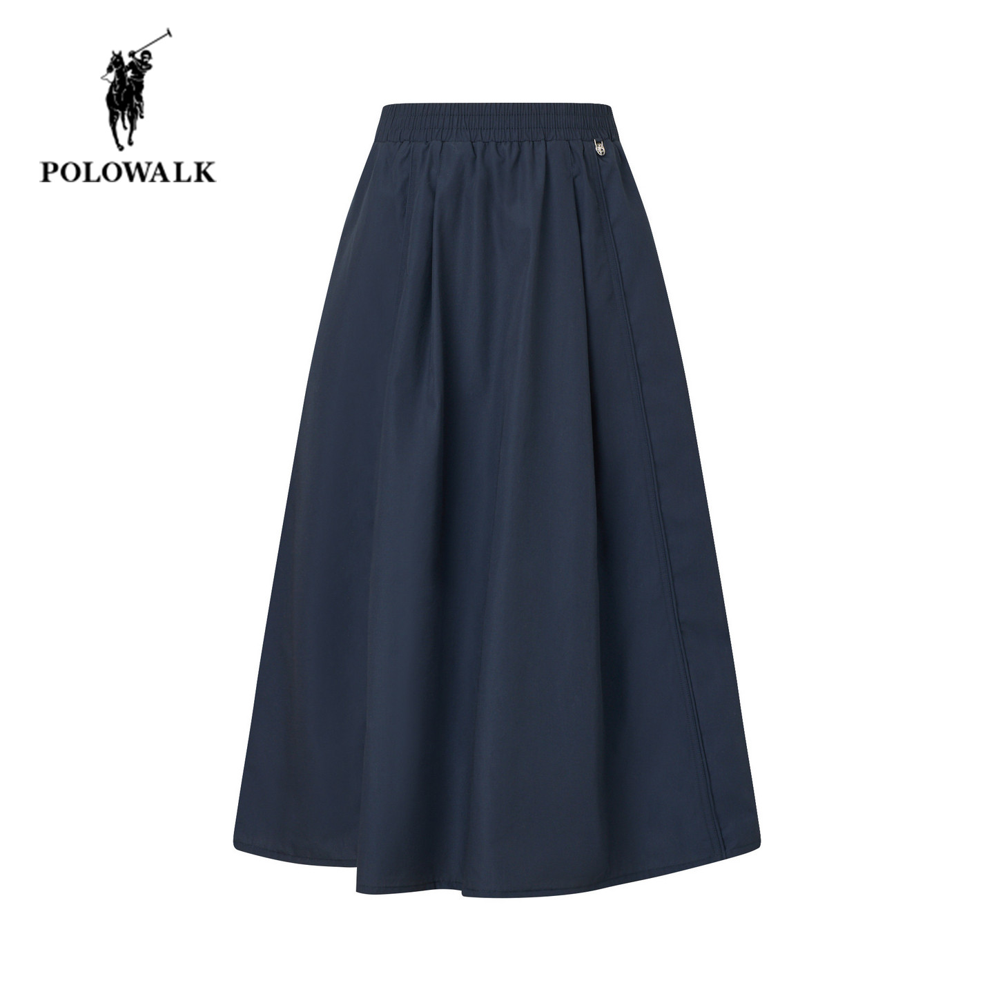 POLOWALK半身裙女夏季新款保罗女装优雅松弛风松紧腰A字中长裙子