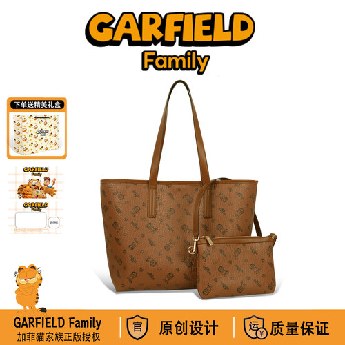 卡通款印花加菲猫家族托特包