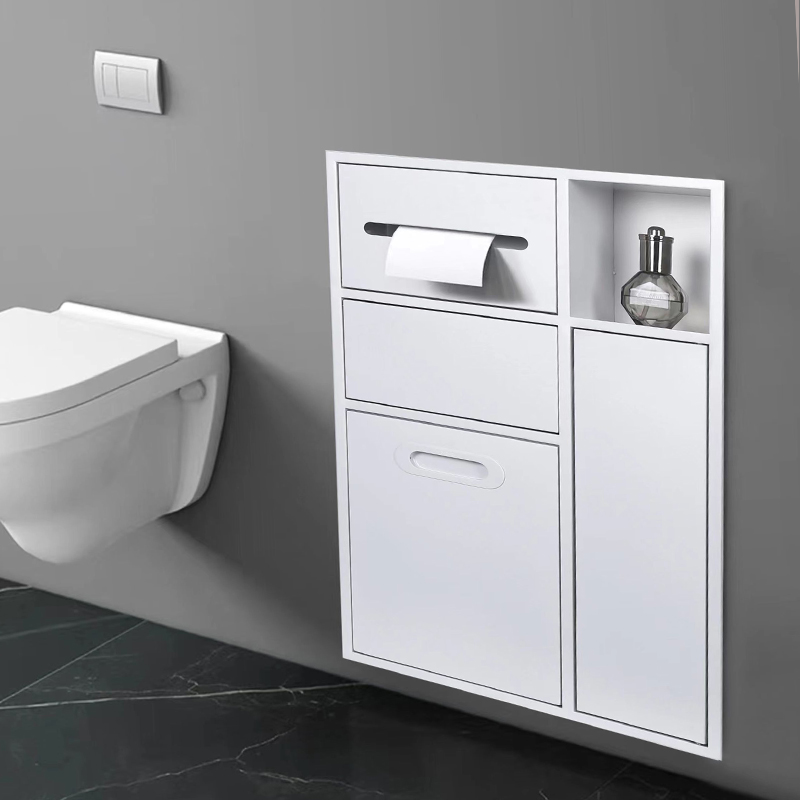 不锈钢壁龛化妆室浴室金属嵌入式垃圾桶柜成品马桶边可定制尺寸