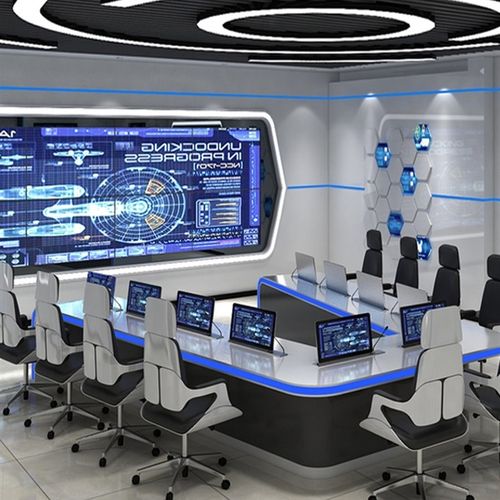 监控控制台操作台定制弧形烤漆科技感中控室监控台指挥中心调度台