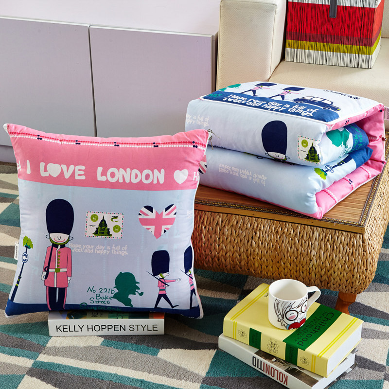 卡通全棉汽车空调被子春夏两用办公室午睡枕头沙发被加厚小靠枕