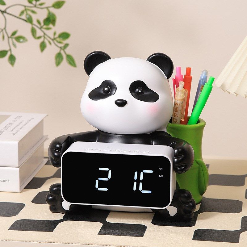 新款熊猫时钟摆台式电子闹钟摆放式高颜值台钟桌面床头柜摆件饰品,特色手工艺,其他特色工艺品,淘宝优惠券,粉丝福利购,淘宝优惠卷