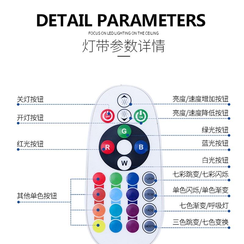 客厅led灯带高亮七彩遥控防水灯条变色工程软5050高亮吊顶RGB灯带