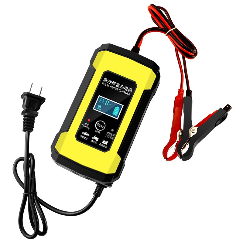 12V伏充电器汽车电瓶摩托车蓄电池铅酸通用智能自动修复A交流激活