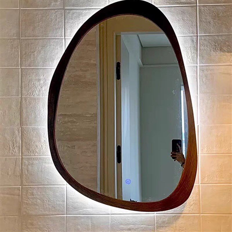 复古智能浴室镜家用法式异形卫浴镜装饰壁挂墙中古风卫生间梳妆镜