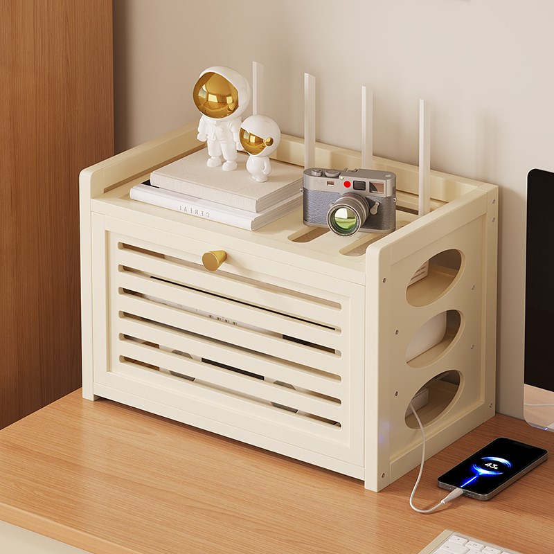 wifi路由器收纳盒客厅多媒体机上盒遮挡箱网路线 线插排落地装饰