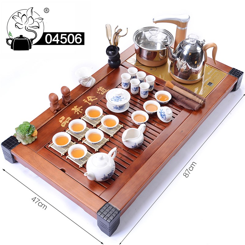 045花梨木实木木色茶盘茶海原矿黑紫砂G功夫茶具礼品送客户可LOGO