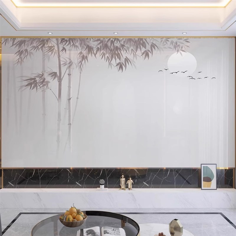 新中式水墨竹子电视背景墙2025新款壁纸K客厅沙发壁画卧室茶室墙