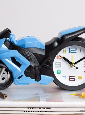 表白色红色孩儿童男炫书桌闹赛车学生用创意可爱小闹钟卡通酷蓝色