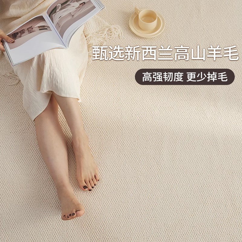 羊毛地毯c客厅纯色简约免洗可擦卧室满铺沙发茶几地垫轻奢高级定