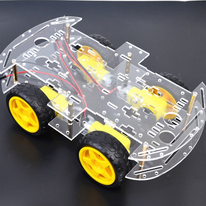 智能小车底盘四驱4WD四轮双层4减速F电机驱动循迹遥控电子竞赛小