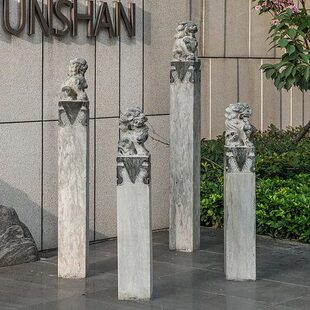 青麒麟摆件貔貅石庭院仿古石雕拴马桩马狮子装饰做旧四神兽柱栓