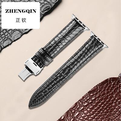 适用苹果手表S10鳄鱼皮表带iWatch10真皮AppleWatch9高级感S9小众