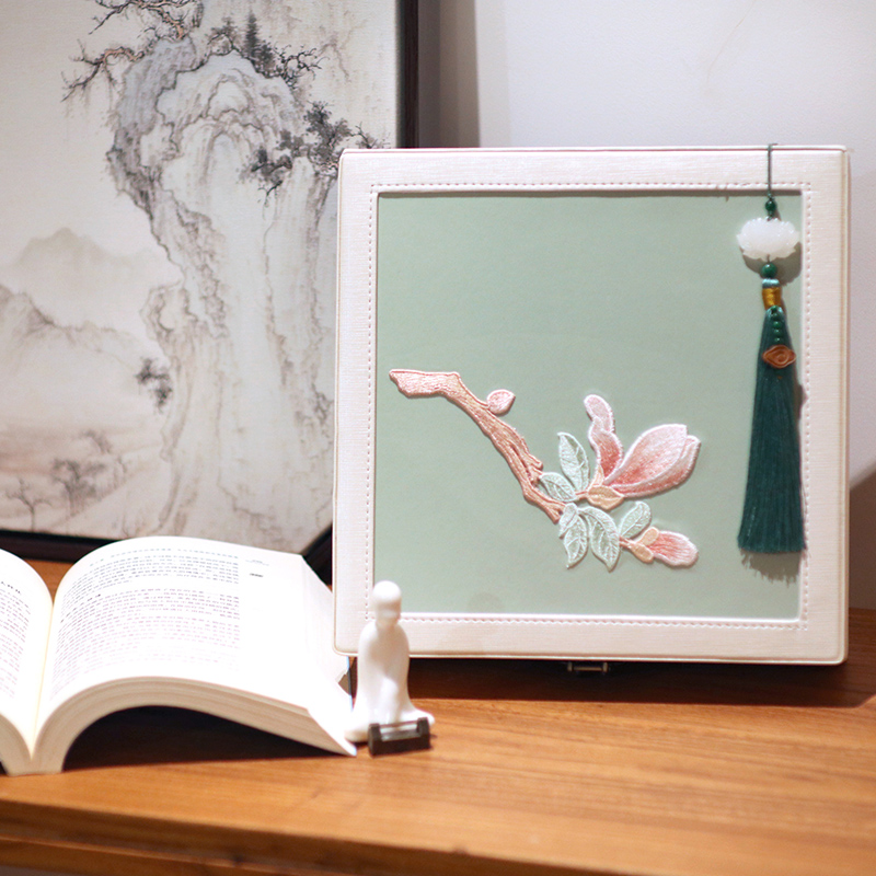 古风中国风刺绣皮m革木质耳钉耳环项链首饰盒收纳盒大容量饰品盒