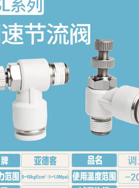 PS流/气管接头40亚德客-61向L0M5气动单/阀/气缸可调节2/8调速阀/